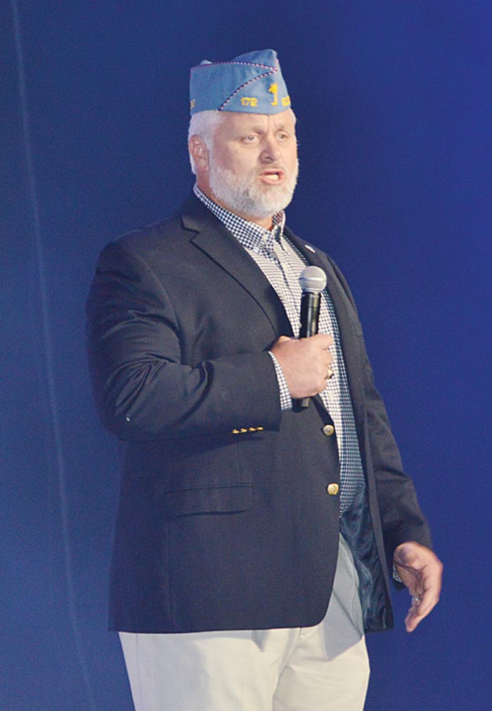 Seth Buckley, a Palmetto Boys’ State staff member delivered an inspiring message to the citizens of Boys’ State’s invited guests and Legionnaires. His message was based on the heroics  of a WWII US Army Veteran Desmond Doss, who saved 75 soldiers on the Island of Okinawa and was awarded the “Congressional Medal of Honor.”