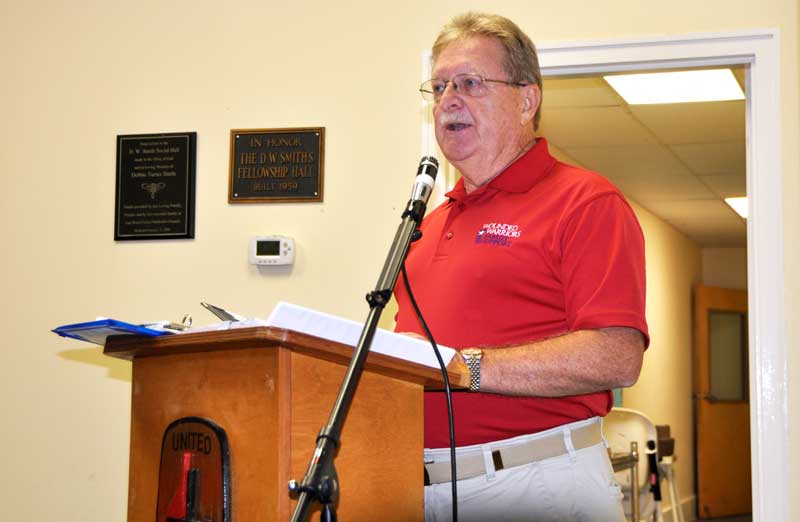 Rick Bagwell of Wounded Warriors Family Support spoke to members of the American Legion Post 214 about their program, and a Ford Truck to be given to a deserving Veteran at no charge.