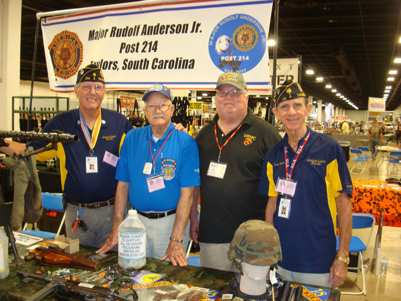 Member of Major Rudolf Anderson, Jr. Post 214 Carroll Kelley, Peter Butchart, Ed Collins, and Adjutant Tony Dunn attend October Gun Show at TD Center to inform visitors about American Legion and their programs to help Veterans and Community.