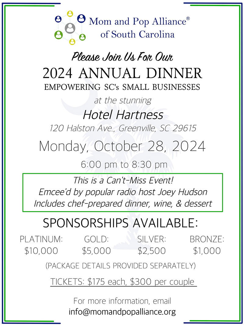 Mom and Pop Alliance of SC's 2024 Annual Dinner Event The Times Examiner