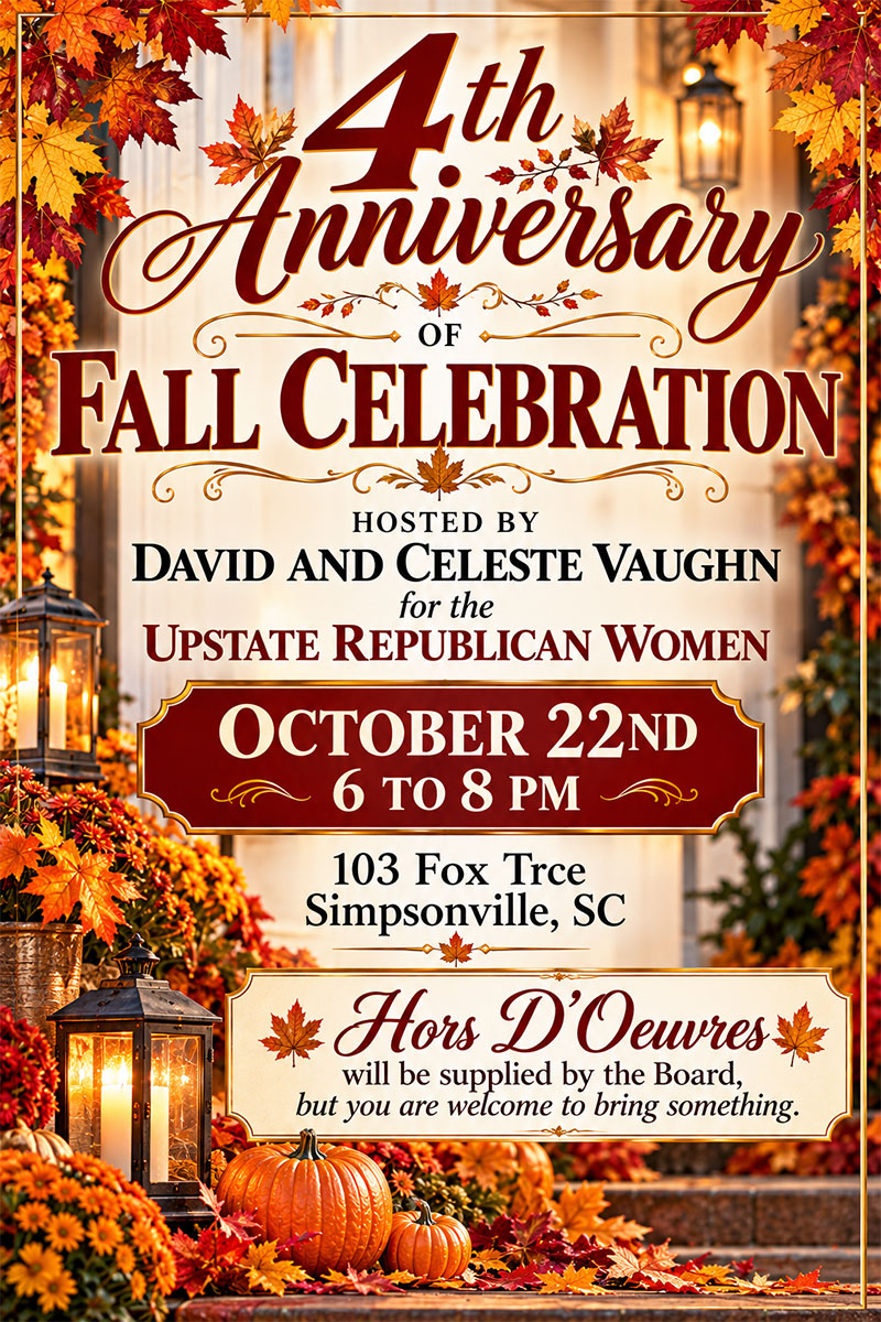 4th Anniversary of Fall Celebration for Upstate Republican Women Event