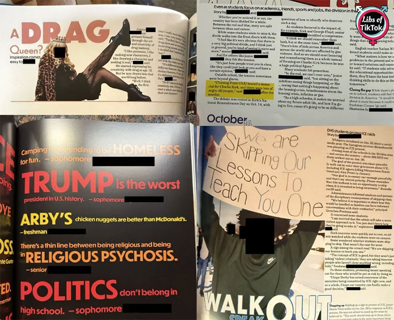 High school defends yearbook mocking Jesus and Charlie Kirk while promoting drag queen