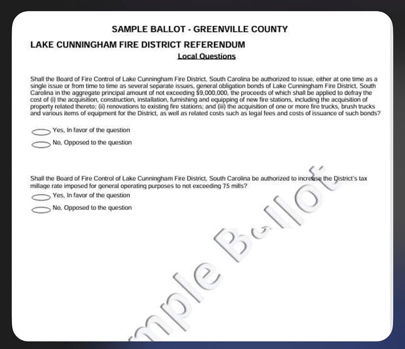 Lake Cunningham Fire Department Referendum 11 19 24