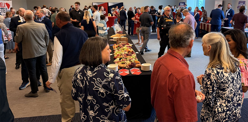 Voters, candidates, activists, and media personalities gather during the “Get Connected!” event, described by organizers as South Carolina’s largest multi-candidate Republican primary gathering of the season.