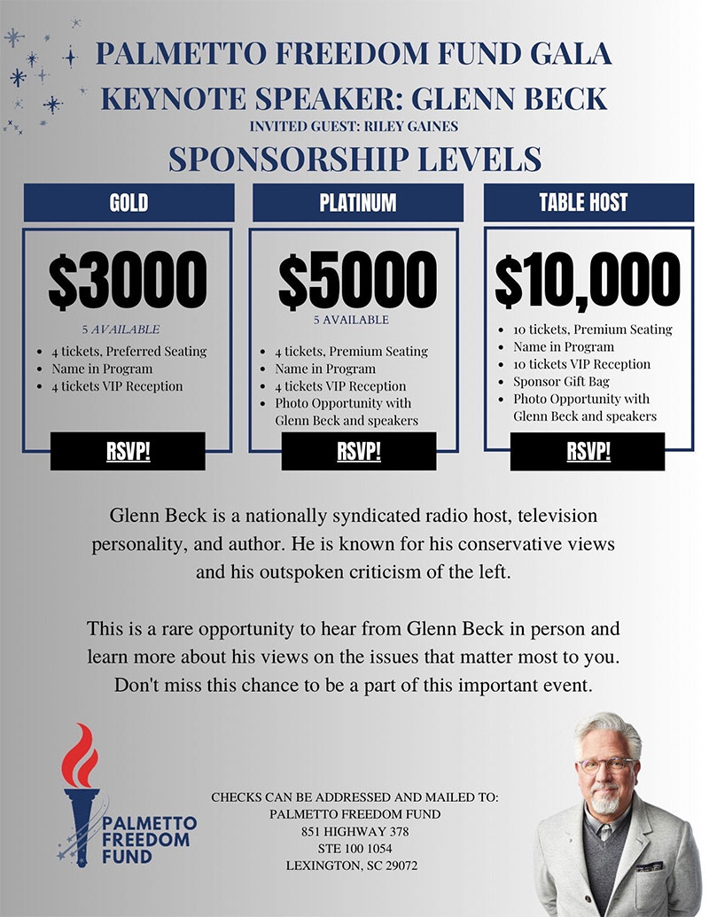 Palmetto Freedom Fund Gala Sponsors Ticket Levels