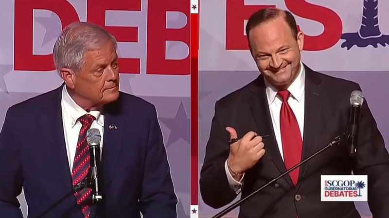 Ralph Norman and Alan Wilson trade pointed remarks during Tuesday nights SCGOP gubernatorial debate