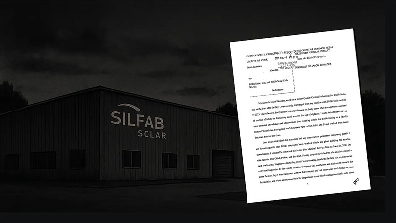 Silfab Solar Whistleblower Alleges Secret Illegal Operations in Fort Mill