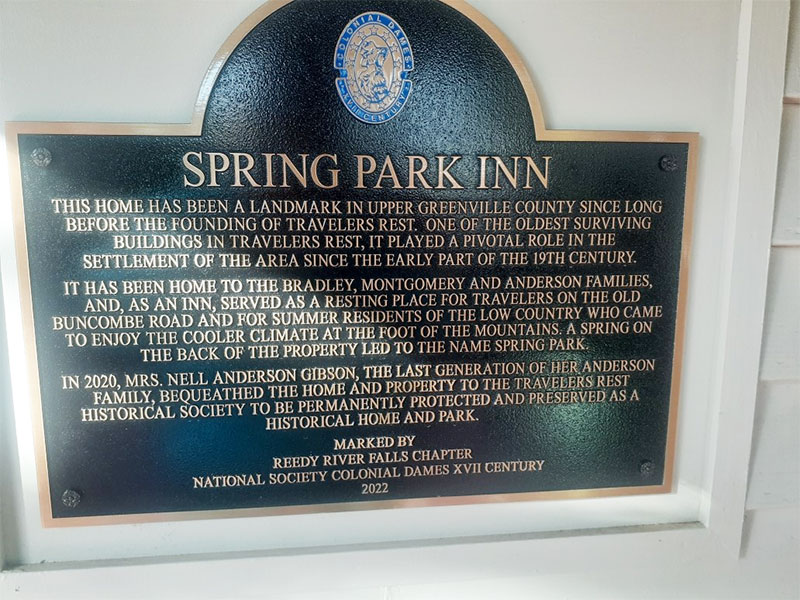 Spring Park Plaque