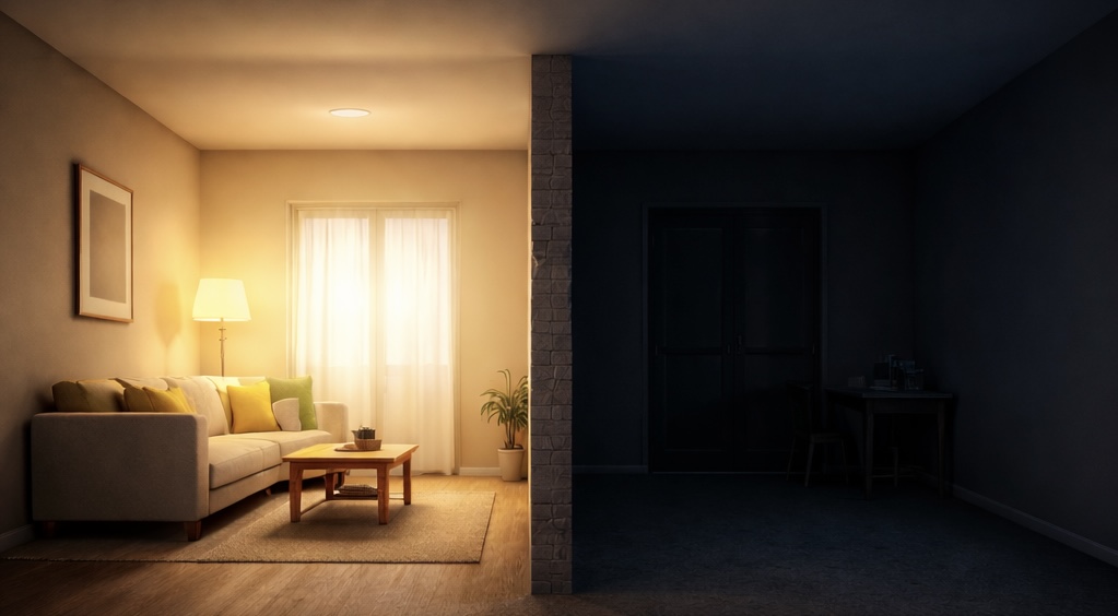 If the wall were to be removed, light would immediately displace the darkness on the other side of it.