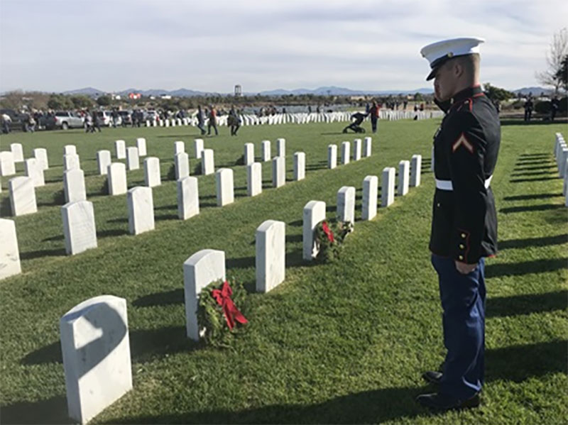 USMC Marine Renders Honors and Salutes the Mother of the Fleet of the United States Navy