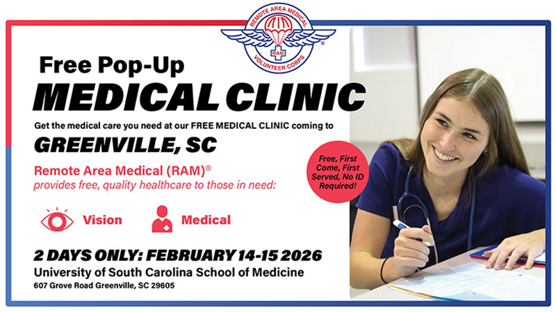 Free Healthcare Clinic This Weekend in Greenville, South Carolina to Address Limited Access to Care
