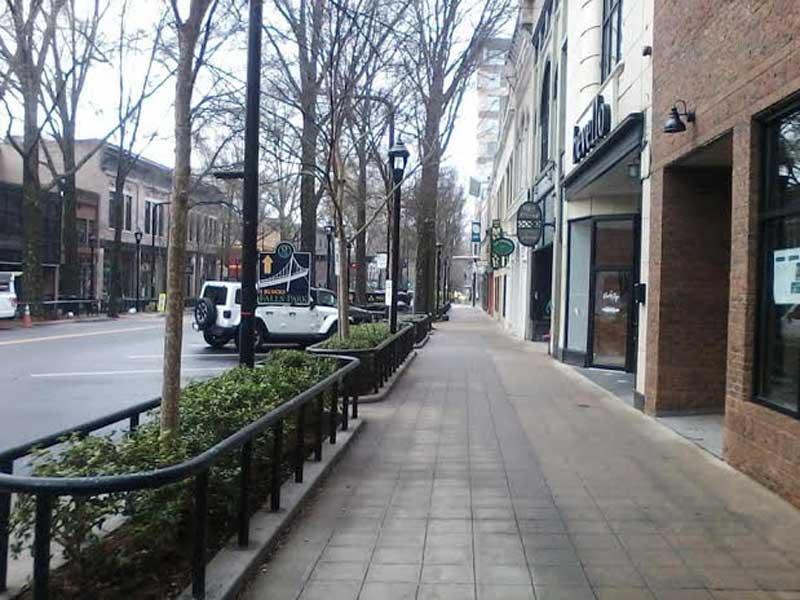 With people staying in and self quarantined due to the Coronavirus Pandemic, Downtown Greenville in South Carolina looks like a ghost town. - Steve McClure