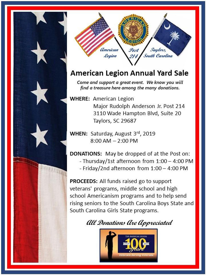 Post 214 Annual Yard Sale