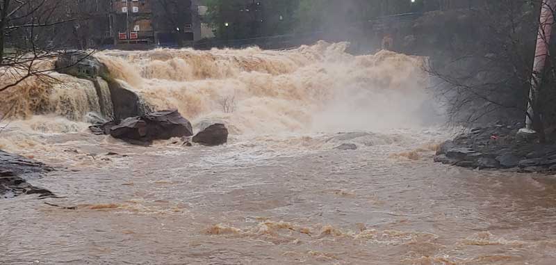 Greenville Reedy River Water Fall after heavy rains.