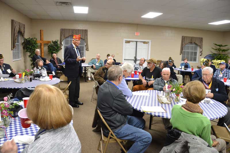 Bob Scherer Alternate National Executive Committee member speaks to members of American Legion Post 214 about the future of the American Legion. - Photo by Tony Dunn Bob Scherer Alternate National Executive Committee member speaks to members of American Legion Post 214 about the future of the American Legion. - Photo by Tony Dunn