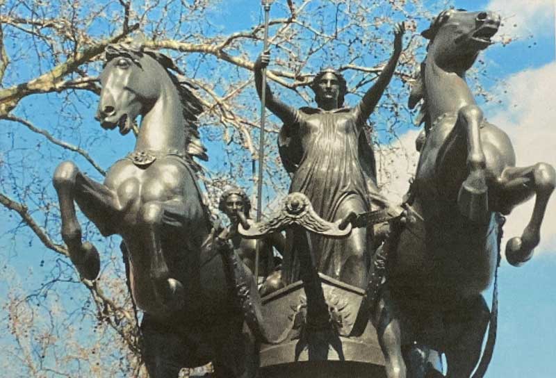 Boudica, Queen of the British Celtic Iceni Tribe in Eastern Britian. Died ca. 60 or 61 A.D. Fighting for the freedom of her people.