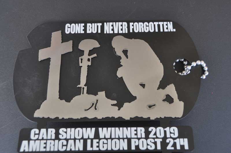 This season's Trophy for Post 214 Car Show.