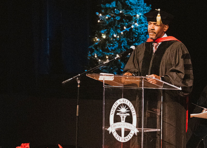 Dr. Alex Sands, pastor of Kingdom Life Church in Simpsonville and president emeritus of the South Carolina Baptist Convention, addressed NGU's December graduates on Friday, Dec. 10.