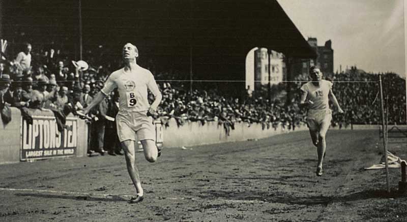 Eric Liddell, in one of his pre-1924 Olympic Races. He perished in a Japanese Internment Camp in 1945.