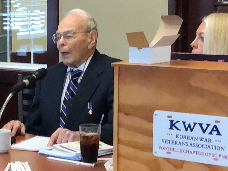 Lt. Funchess speaks to KWVA Foothills Chapter #301
