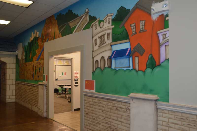 Colorful walls and classrooms greet incoming students.