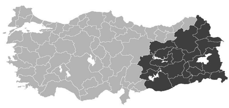 Majority Kurdish provinces in Turkey