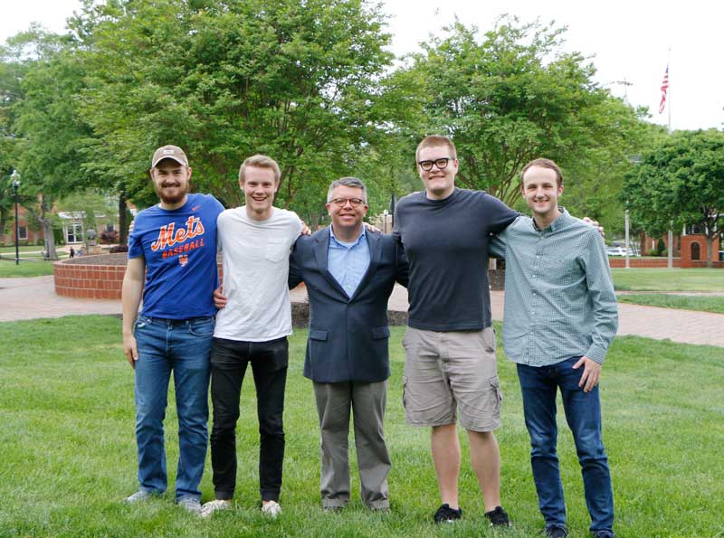 Kyrusso club members from left: Noah Toney (expected '19), John Kesey (expected '19), Faculty Advisor Dr. Frankie Melton, Chris Roberts (expected '19), and Tadd Smaok (expected '19). Club members not pictured: Austin Ehrhardt (expected ’22), Seth Fisher (expected ’19), Jon Ross Fordree (expected ’19), and Seth Parrish (expected ’20).