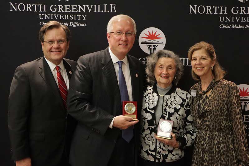 From left: NGU President Dr. Gene C. Fant, Jr., NGU Board of Trustees Chair David Charpia, Dr. Betty Jo Craft, and NGU First Lady Lisa Fant.