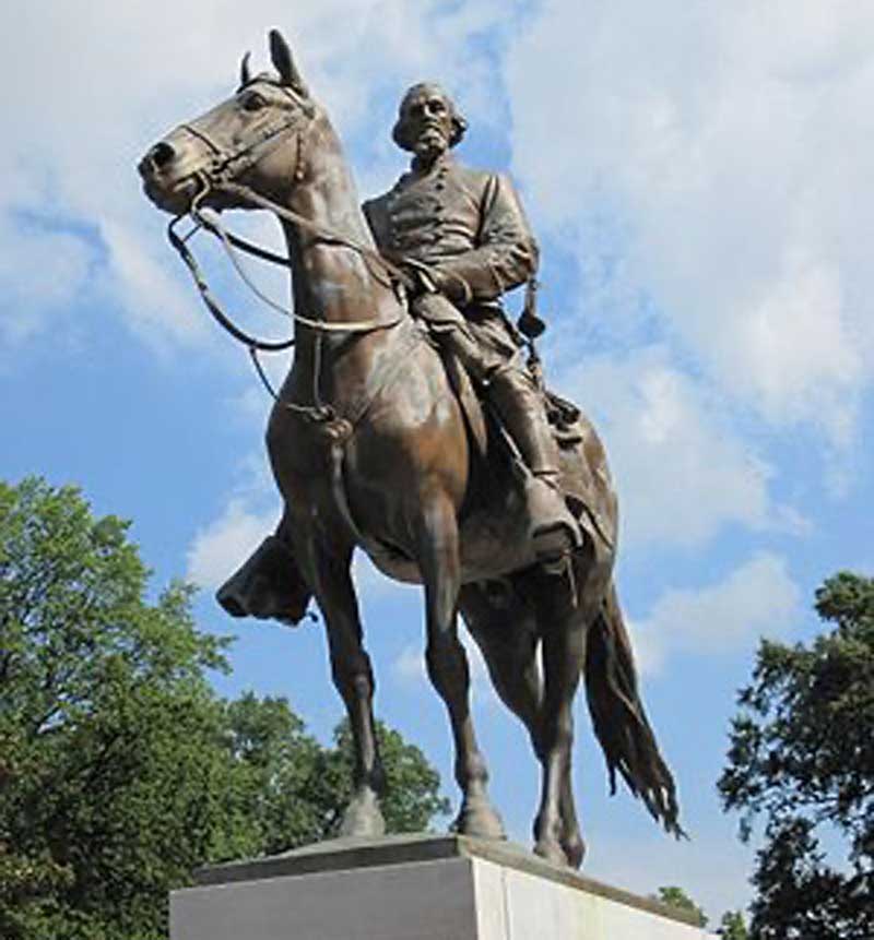 Statue of Nathan Bedford Forrest, Famed Confederate Cavalry leader, Removed from Memphis park in 2017. Statue of Nathan Bedford Forrest, Famed Confederate Cavalry leader, Removed from Memphis park in 2017.
