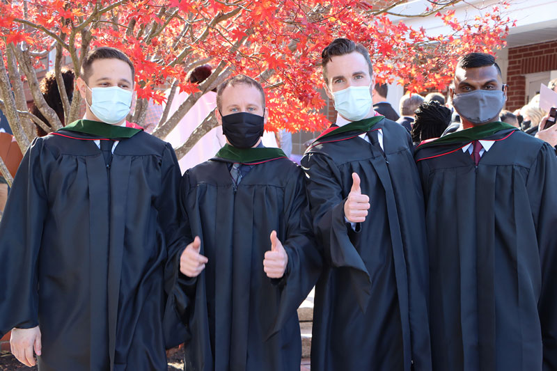 Members of North Greenville University’s Physician Assistant (PA) Class of 2020 give a thumbs up after completing their final year of the PA Medicine program. Members of North Greenville University’s Physician Assistant (PA) Class of 2020 give a thumbs up after completing their final year of the PA Medicine program.