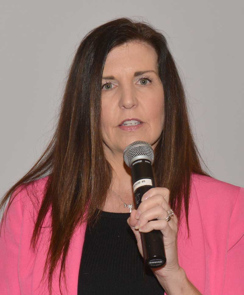 GCRWC Legislative Committee Chairman Stacy Shea gives Legislative Update to members during luncheon at Poinsett Club.