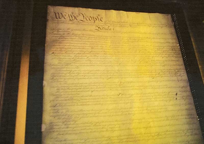 The original copy of the US Constitution is kept in the National Archives Building in Washington, DC. It contains many articles, portions of which came from biblical teachings.