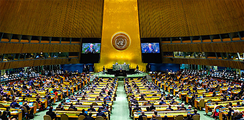 President Joe Biden delivers remarks at the United Nations General Assembly, Tuesday, Sept. 21, 2021, in New York. (Official White House photo by Adam Schultz)
