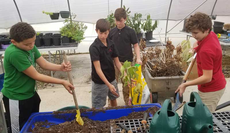 Beta Club students from Hughes Academy (Grason and Brayden Belton) and Mauldin Middle (Aaron Sims) along with another Hughes student (Kevin Taber) volunteered to clean up the greenhouse at the Washington Center. The boys worked hard to pull weeds, repot plants, and reorganize the greenhouse. The boys also helped to clean up the pet cages inside of the adapted environmental classroom. We extend a big thank you to this outstanding young men for their hard work! 